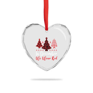 In December We Wear Red Heart Crystal Glass Ornament HIV Awareness Christmas Ribbon Tree Gift TS12 Print Your Wear