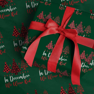 In December We Wear Red Wrapping Paper Roll HIV Awareness Christmas Ribbon Tree Gift TS12 Green Print Your Wear