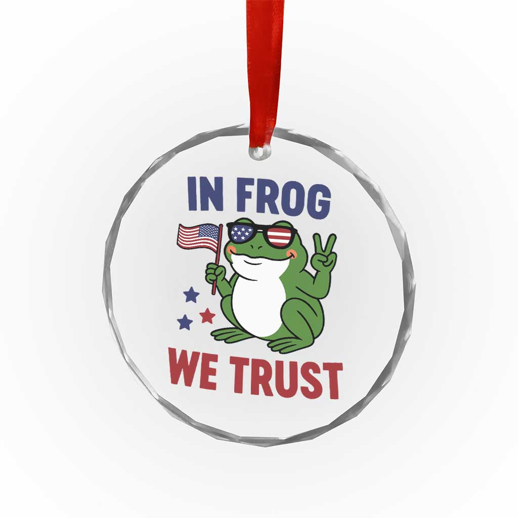 In Frog We Trust Crystal Glass Ornament Patriotic Portland Frogs Protest TS02 Print Your Wear