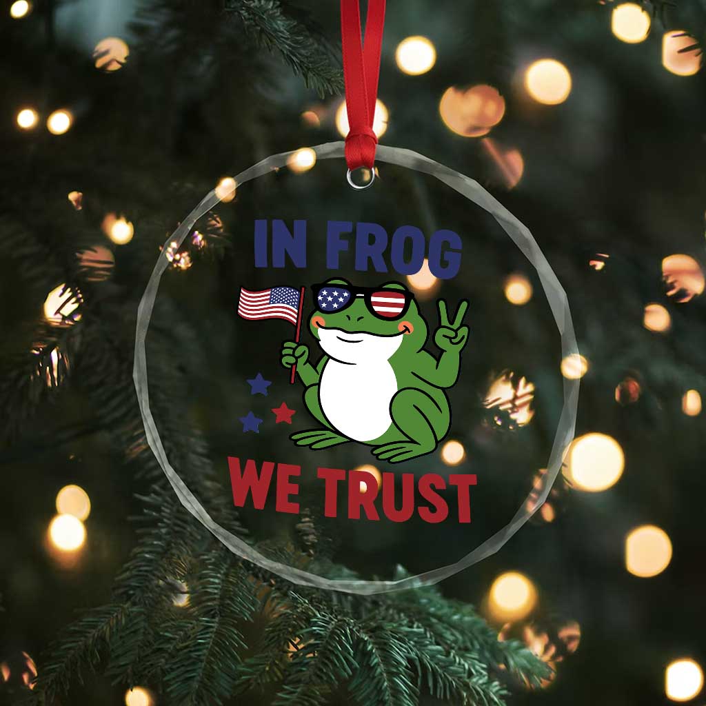 In Frog We Trust Crystal Glass Ornament Patriotic Portland Frogs Protest TS02 Print Your Wear