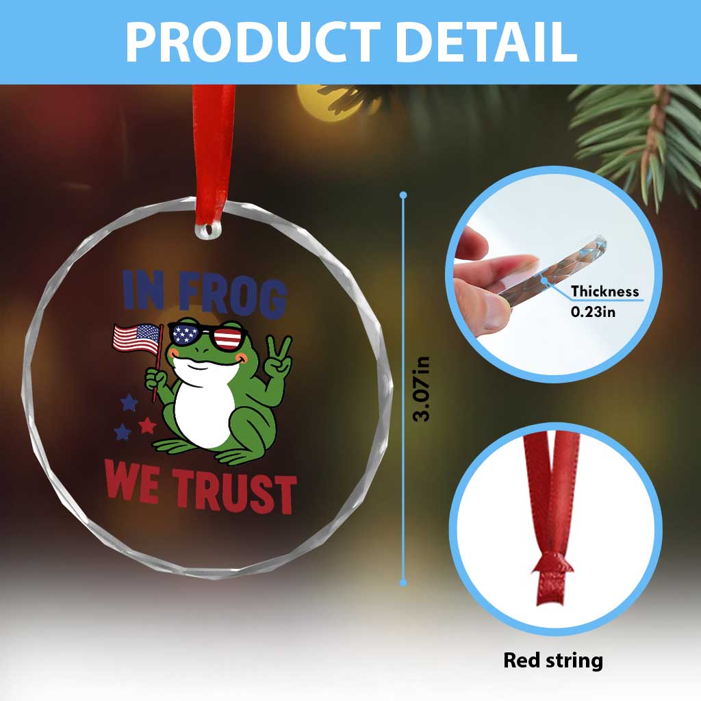 In Frog We Trust Crystal Glass Ornament Patriotic Portland Frogs Protest TS02 Print Your Wear