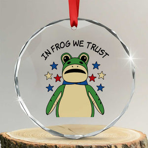 In Frog We Trust Crystal Glass Ornament Patriotic Portland Frogs Protest American Flag TS02 Transparent Glass 3'' Circle Print Your Wear