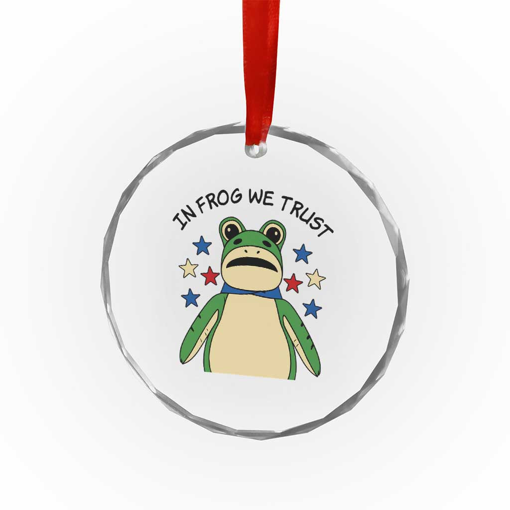 In Frog We Trust Crystal Glass Ornament Patriotic Portland Frogs Protest American Flag TS02 Print Your Wear