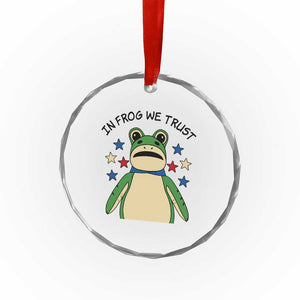 In Frog We Trust Crystal Glass Ornament Patriotic Portland Frogs Protest American Flag TS02 Print Your Wear