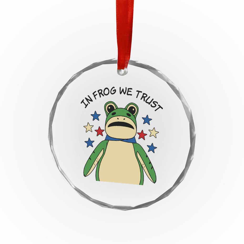 In Frog We Trust Crystal Glass Ornament Patriotic Portland Frogs Protest American Flag TS02 Print Your Wear