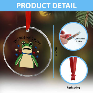 In Frog We Trust Crystal Glass Ornament Patriotic Portland Frogs Protest American Flag TS02 Print Your Wear