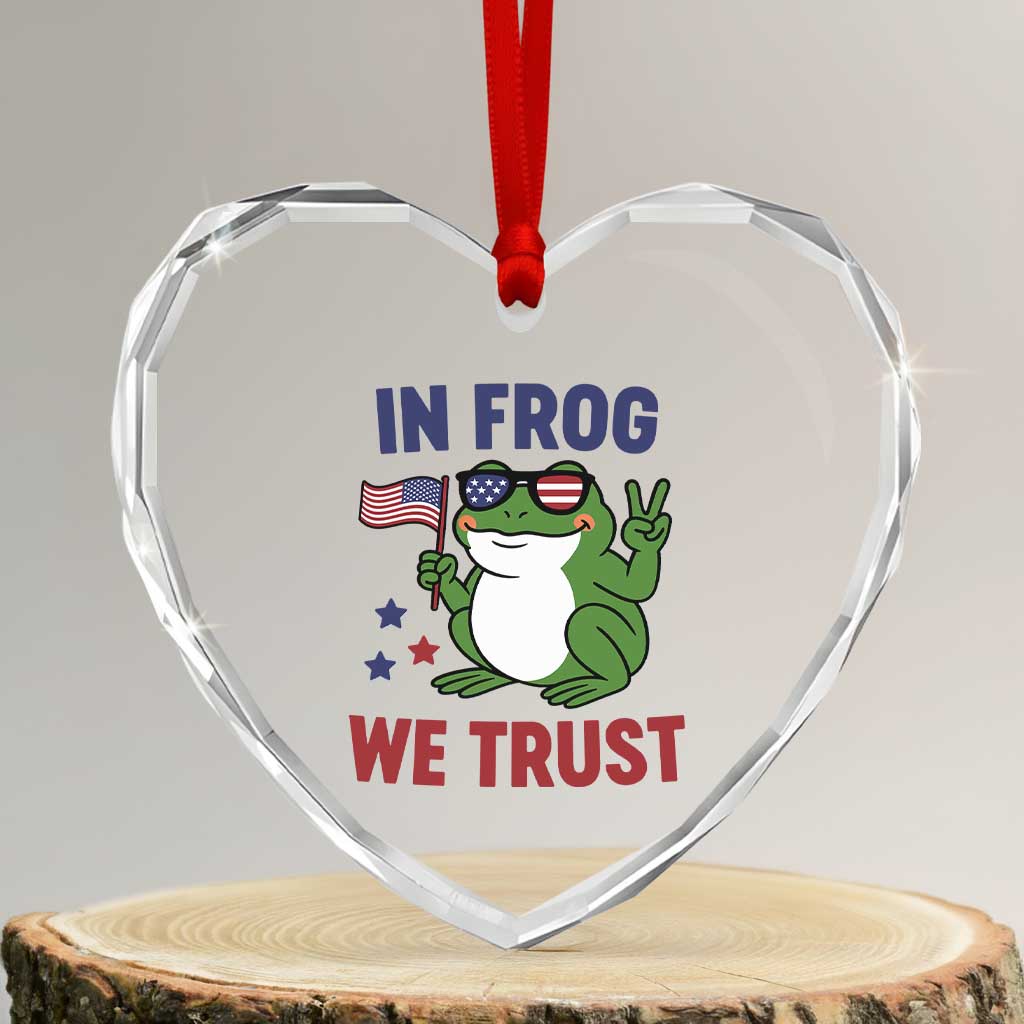 In Frog We Trust Heart Crystal Glass Ornament Patriotic Portland Frogs Protest TS02 Transparent Glass 3'' Heart Print Your Wear
