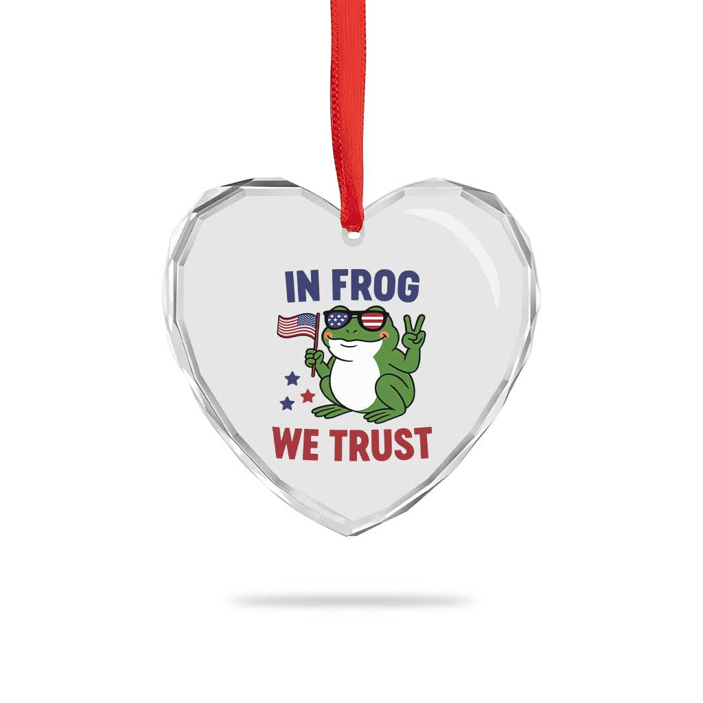 In Frog We Trust Heart Crystal Glass Ornament Patriotic Portland Frogs Protest TS02 Print Your Wear