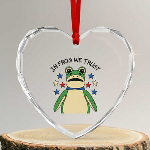 In Frog We Trust Heart Crystal Glass Ornament Patriotic Portland Frogs Protest American Flag TS02 Transparent Glass 3'' Heart Print Your Wear
