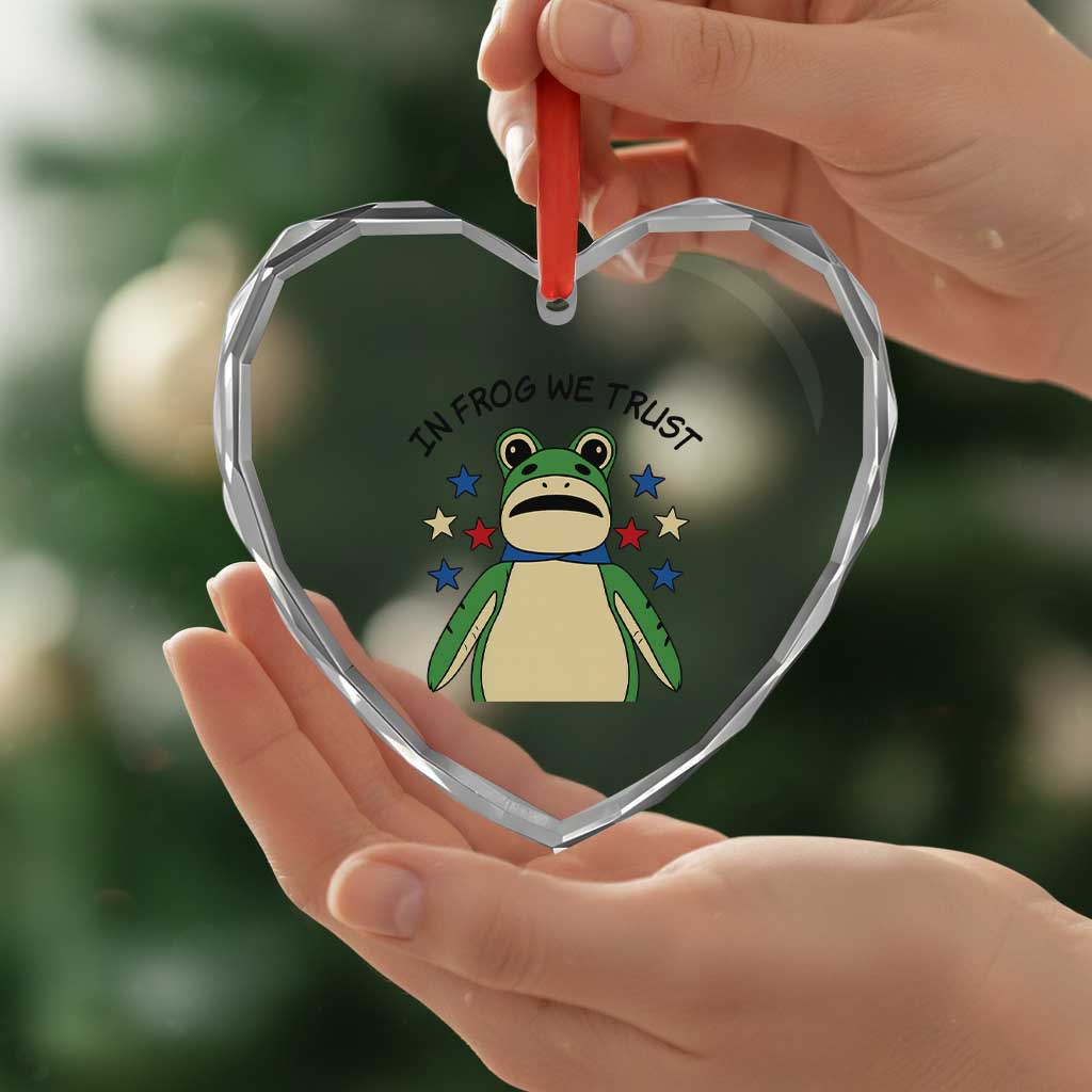 In Frog We Trust Heart Crystal Glass Ornament Patriotic Portland Frogs Protest American Flag TS02 Print Your Wear