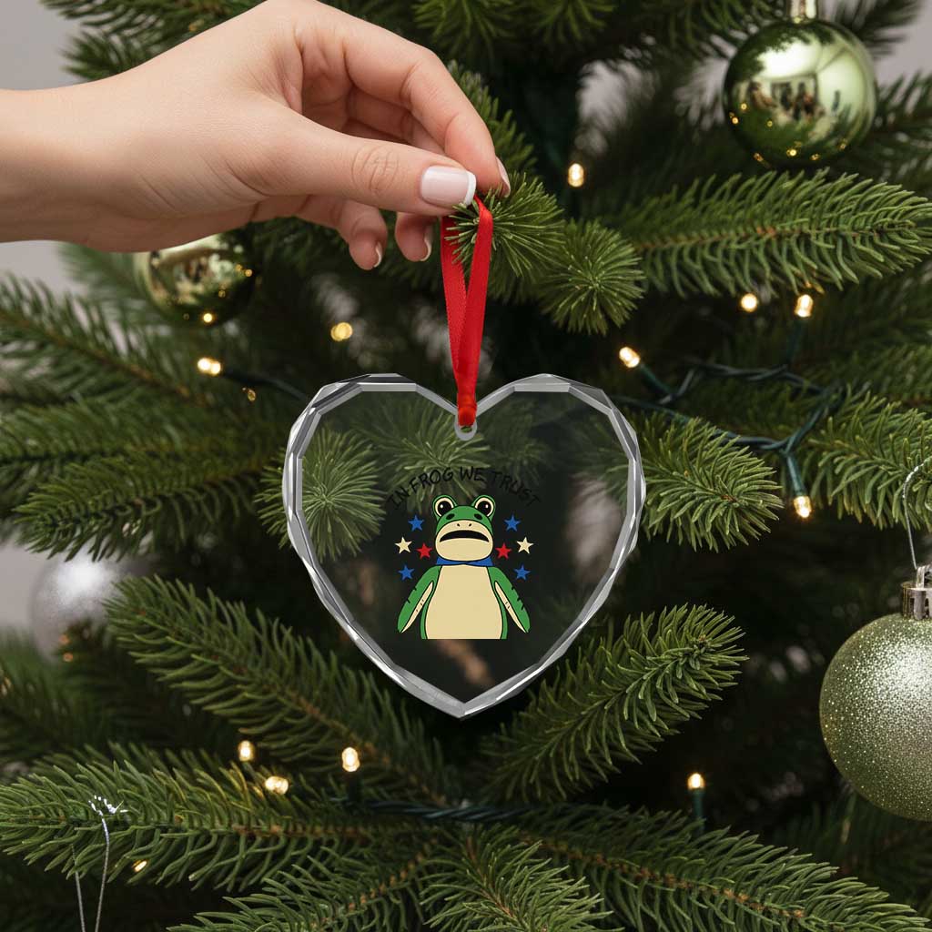 In Frog We Trust Heart Crystal Glass Ornament Patriotic Portland Frogs Protest American Flag TS02 Print Your Wear