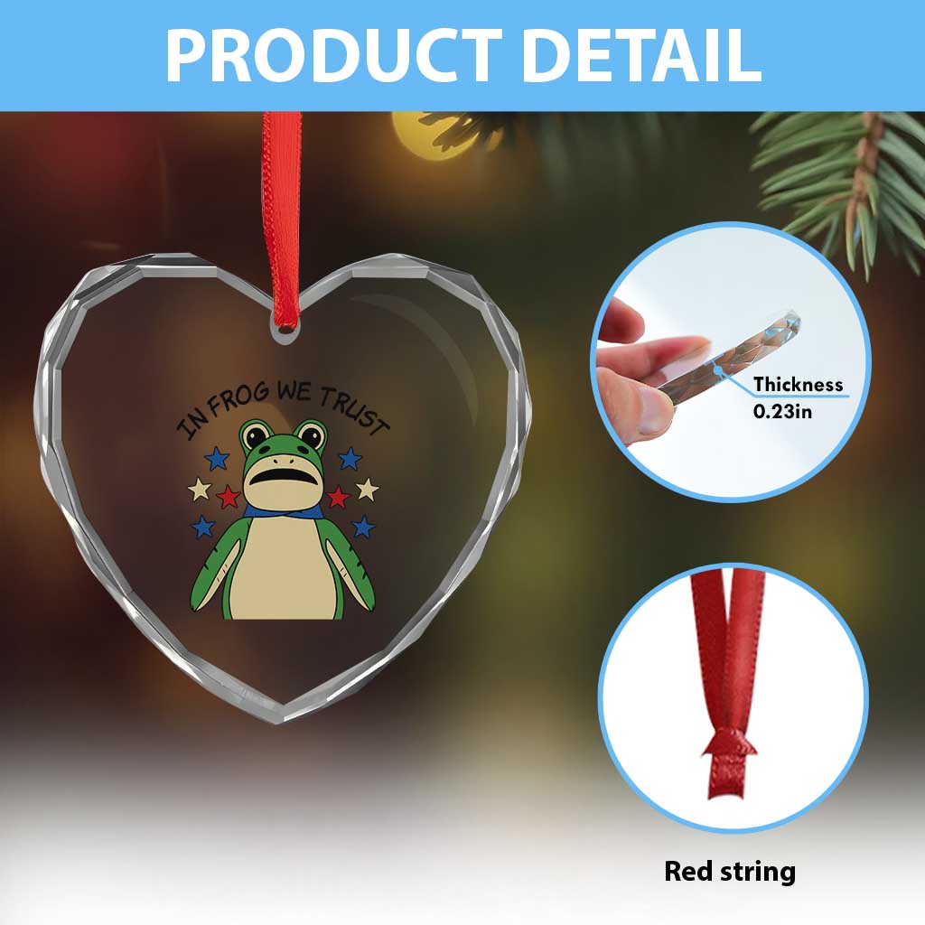 In Frog We Trust Heart Crystal Glass Ornament Patriotic Portland Frogs Protest American Flag TS02 Print Your Wear
