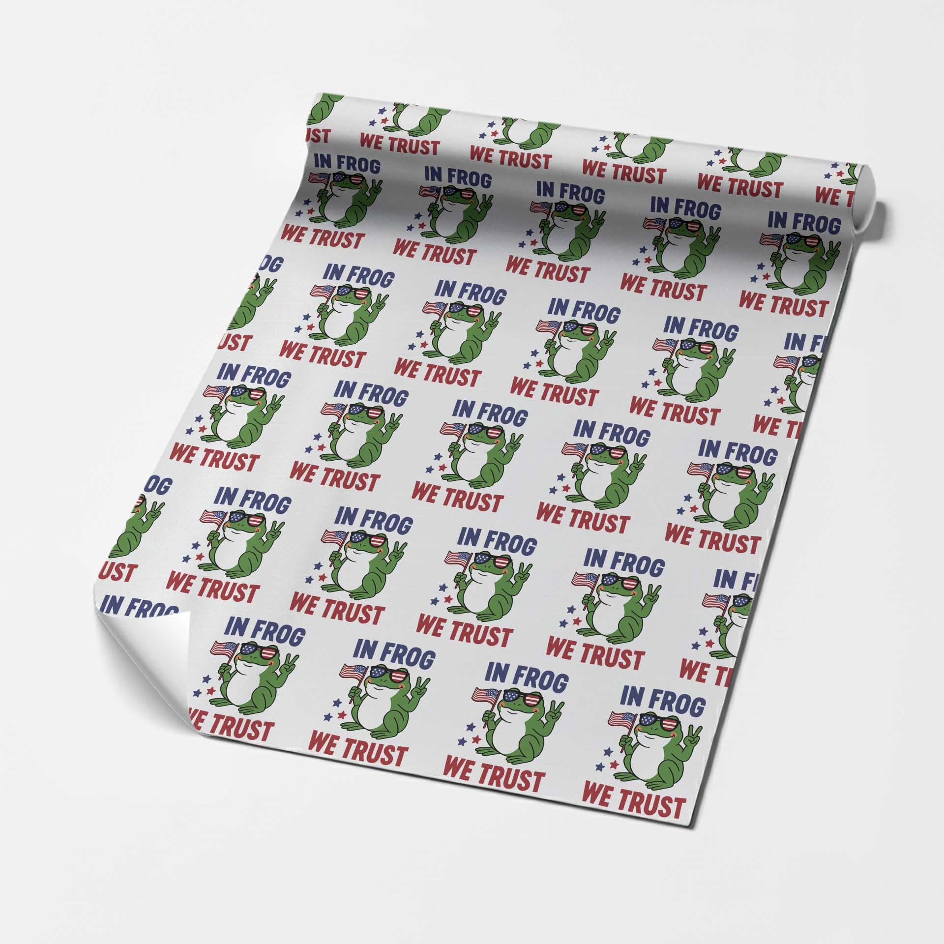 In Frog We Trust Wrapping Paper Roll Patriotic Portland Frogs Protest TS02 White Print Your Wear