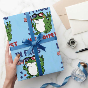 In Frog We Trust Wrapping Paper Roll Patriotic Portland Frogs Protest TS02 Light Blue Print Your Wear