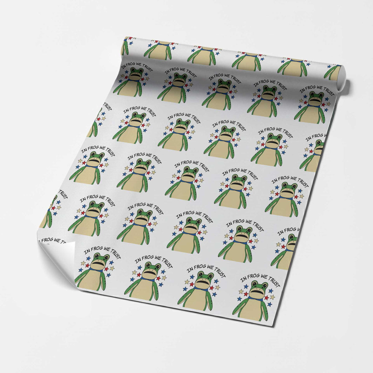 In Frog We Trust Wrapping Paper Roll Patriotic Portland Frogs Protest American Flag TS02 White Print Your Wear
