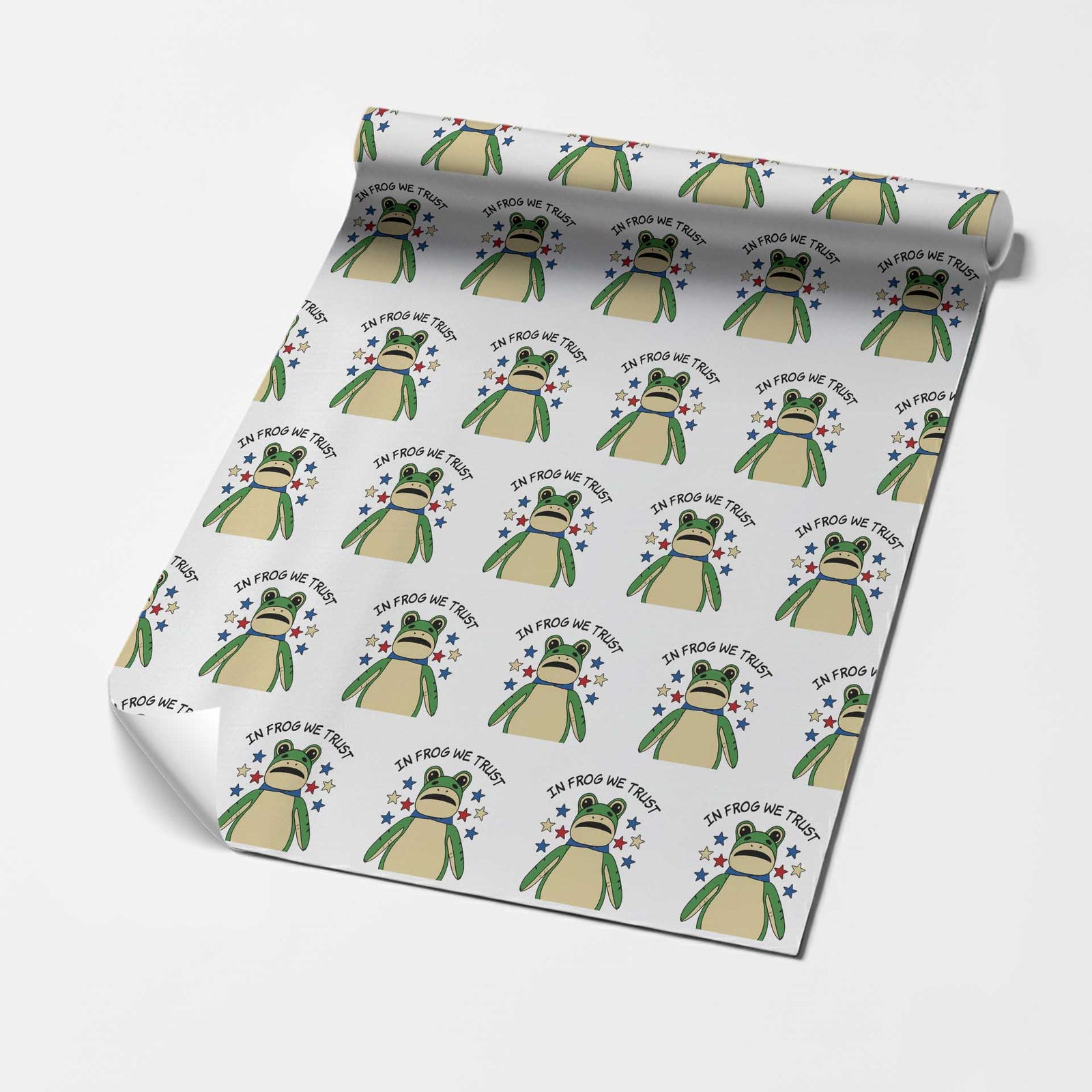 In Frog We Trust Wrapping Paper Roll Patriotic Portland Frogs Protest American Flag TS02 White Print Your Wear