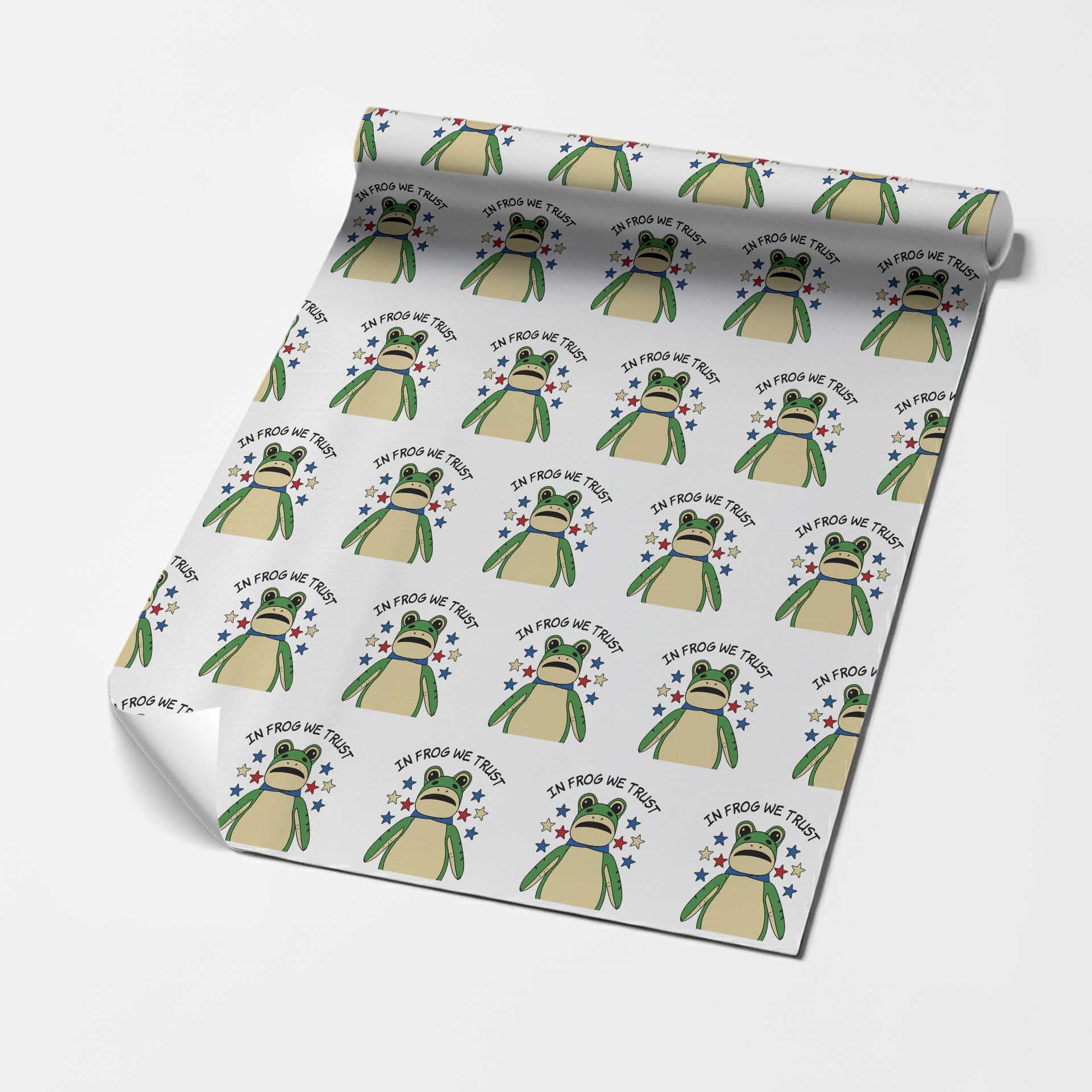 In Frog We Trust Wrapping Paper Roll Patriotic Portland Frogs Protest American Flag TS02 White Print Your Wear