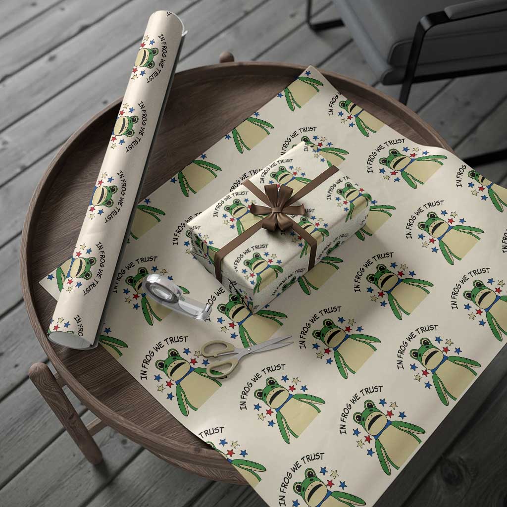 In Frog We Trust Wrapping Paper Roll Patriotic Portland Frogs Protest American Flag TS02 Beige Print Your Wear