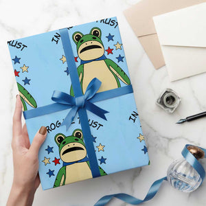 In Frog We Trust Wrapping Paper Roll Patriotic Portland Frogs Protest American Flag TS02 Light Blue Print Your Wear