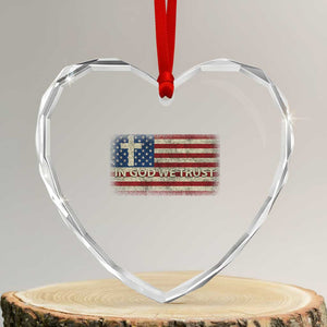 In God We Trust Christian US Flag Heart Crystal Glass Ornament TS10 Transparent Glass 3'' Heart Print Your Wear
