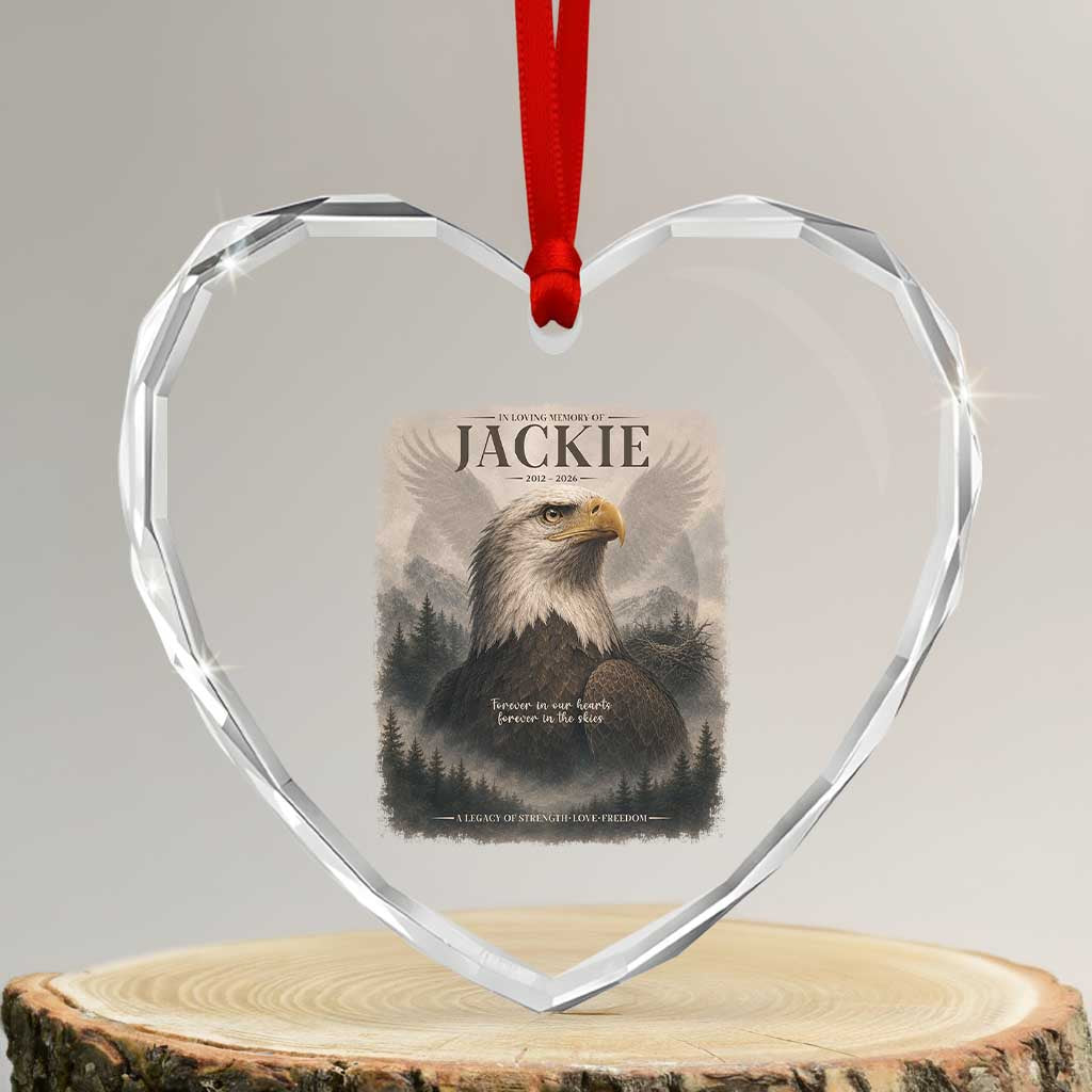 In Loving Memory of Jackie Eagle Memorial Portrait Heart Crystal Glass Ornament 2012 2026 Legacy Of Strength Wilderness Tribute TS02 Transparent Glass 3'' Heart Print Your Wear