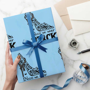 In May We Wear Black Wrapping Paper Roll Skin Cancer Support Gift For Her TS12 Light Blue Print Your Wear