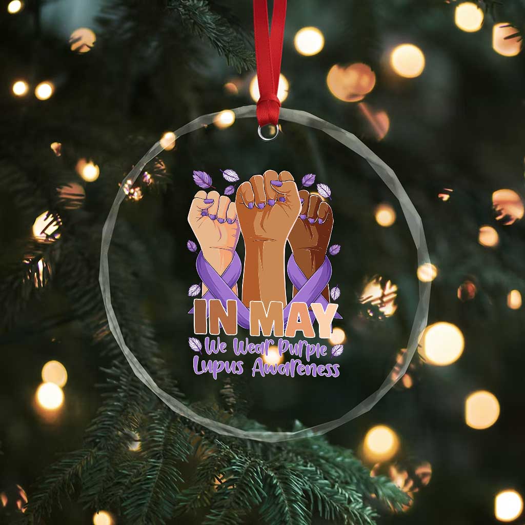 In May We Wear Purple Lupus Awareness Crystal Glass Ornament Purple Ribbon TS10 Print Your Wear
