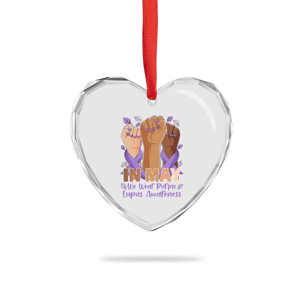 In May We Wear Purple Lupus Awareness Heart Crystal Glass Ornament Purple Ribbon TS10 Print Your Wear