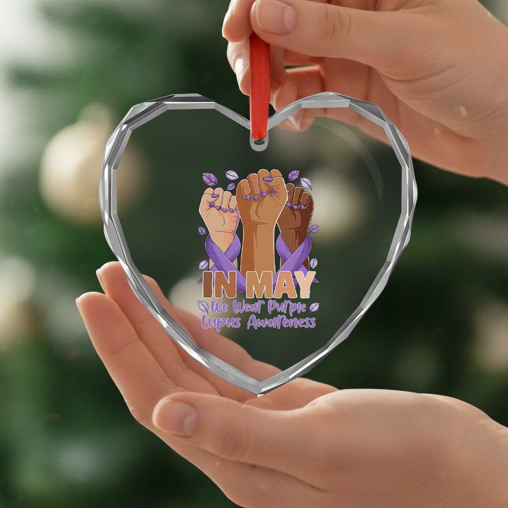 In May We Wear Purple Lupus Awareness Heart Crystal Glass Ornament Purple Ribbon TS10 Print Your Wear