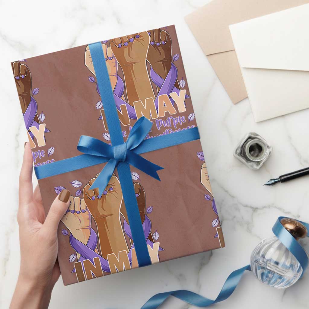 In May We Wear Purple Lupus Awareness Wrapping Paper Roll Purple Ribbon TS10 Mocha Print Your Wear
