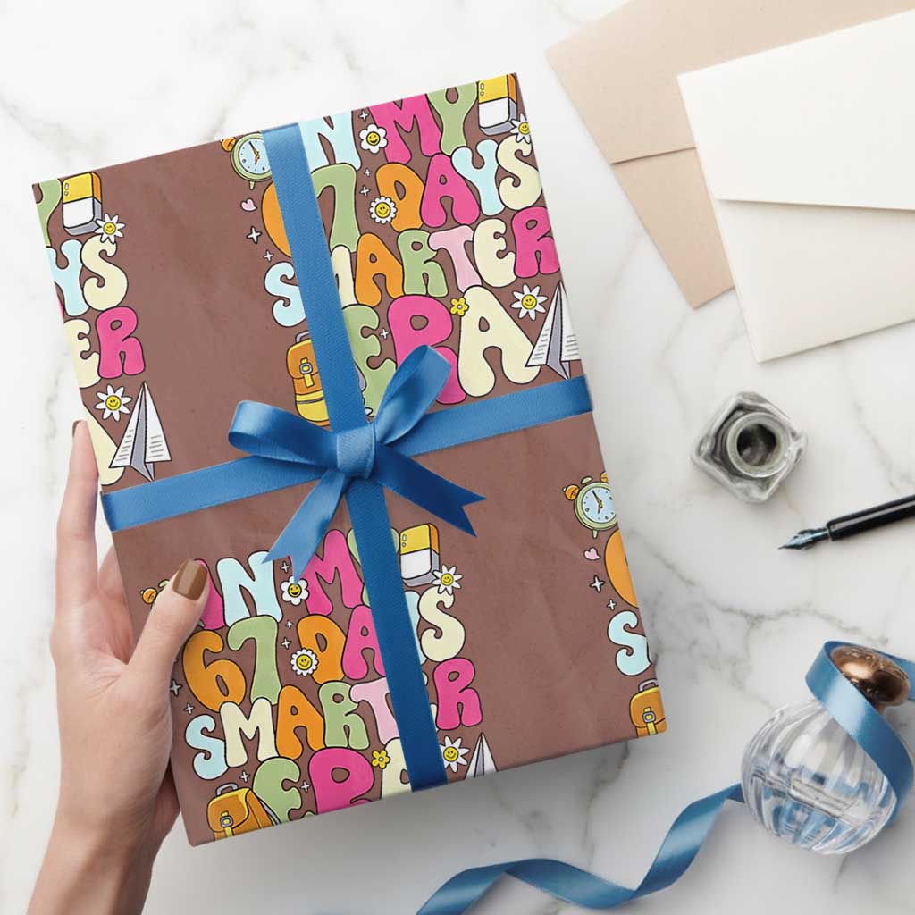 In My 67 Days Smarter Era Wrapping Paper Roll Cute Retro 6 7 Days of School Six Seven Meme TS02 Mocha Print Your Wear