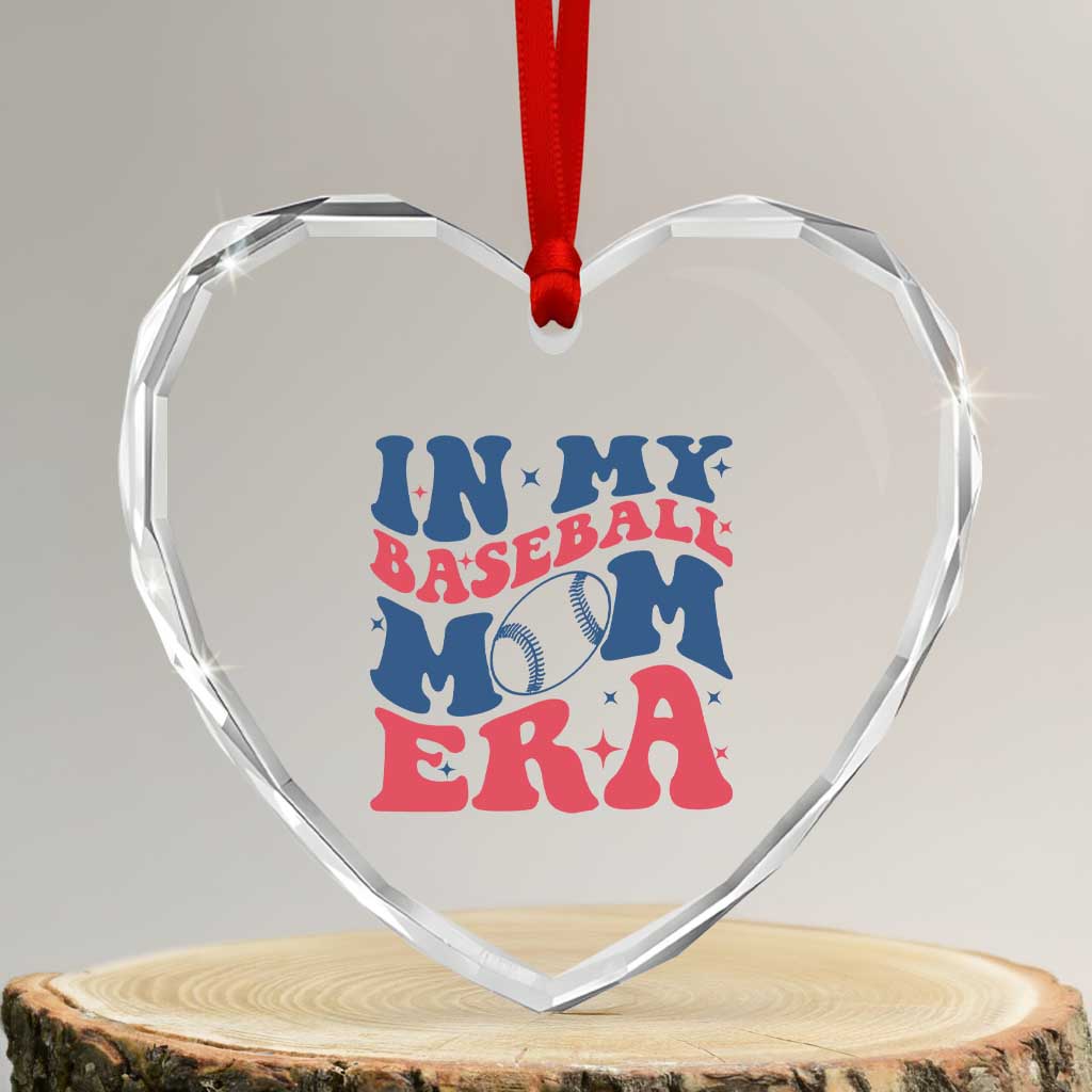 In My Baseball Mom Era Heart Crystal Glass Ornament Game Day Sports Mom TS12 Transparent Glass 3'' Heart Print Your Wear