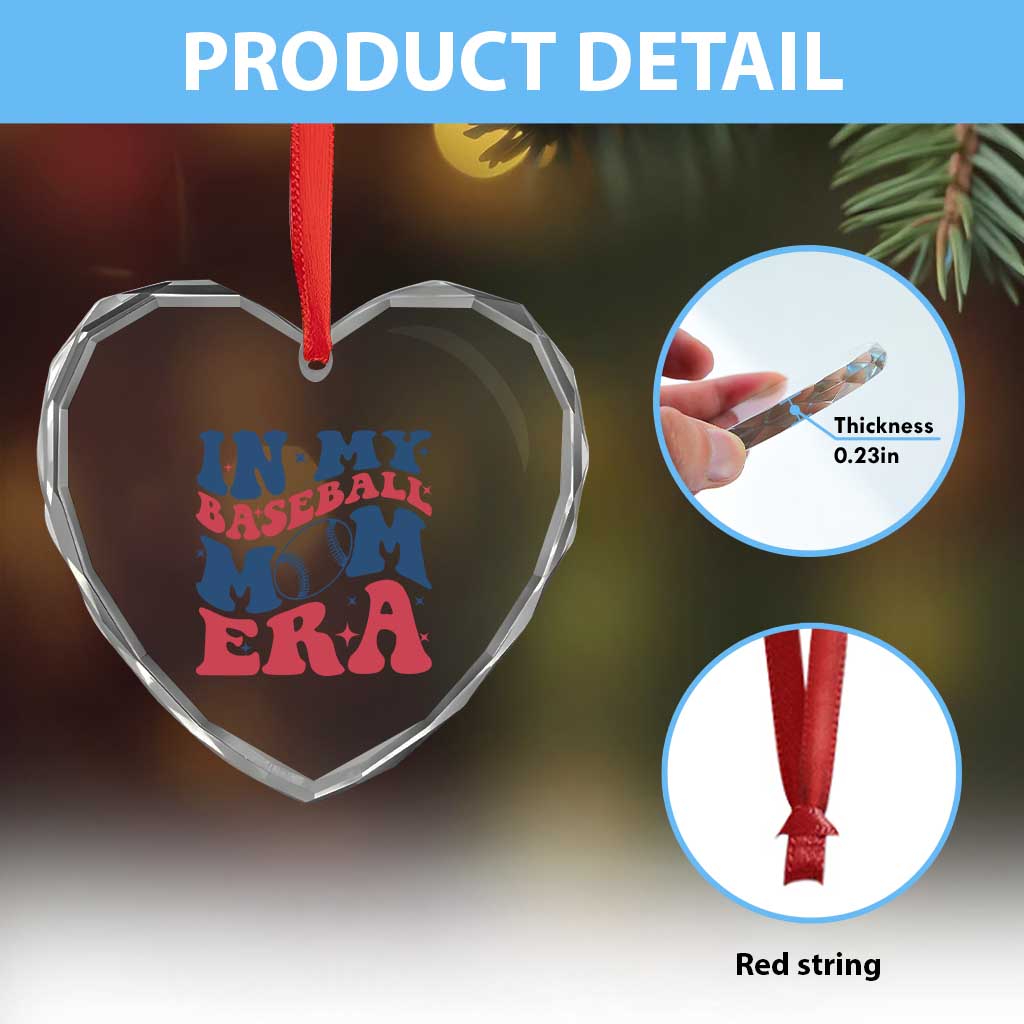 In My Baseball Mom Era Heart Crystal Glass Ornament Game Day Sports Mom TS12 Print Your Wear