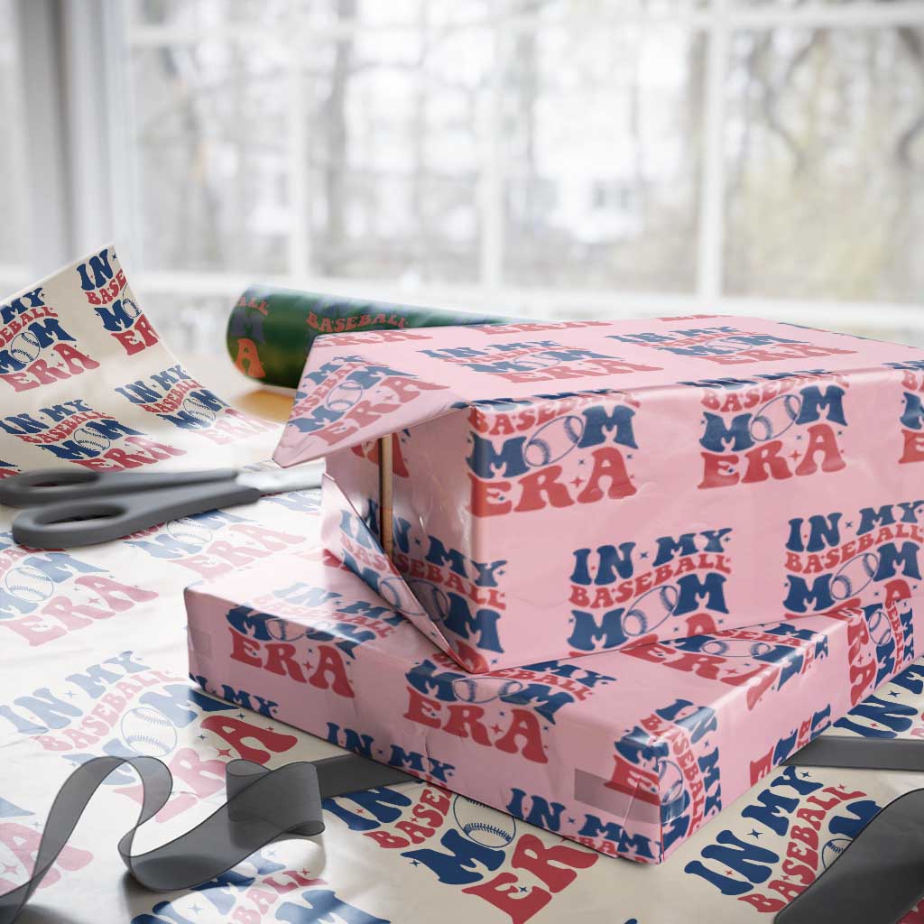In My Baseball Mom Era Wrapping Paper Roll Game Day Sports Mom TS12 Light Pink Print Your Wear
