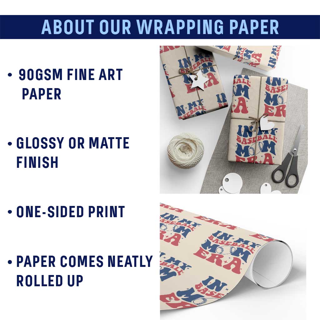 In My Baseball Mom Era Wrapping Paper Roll Game Day Sports Mom TS12 Print Your Wear