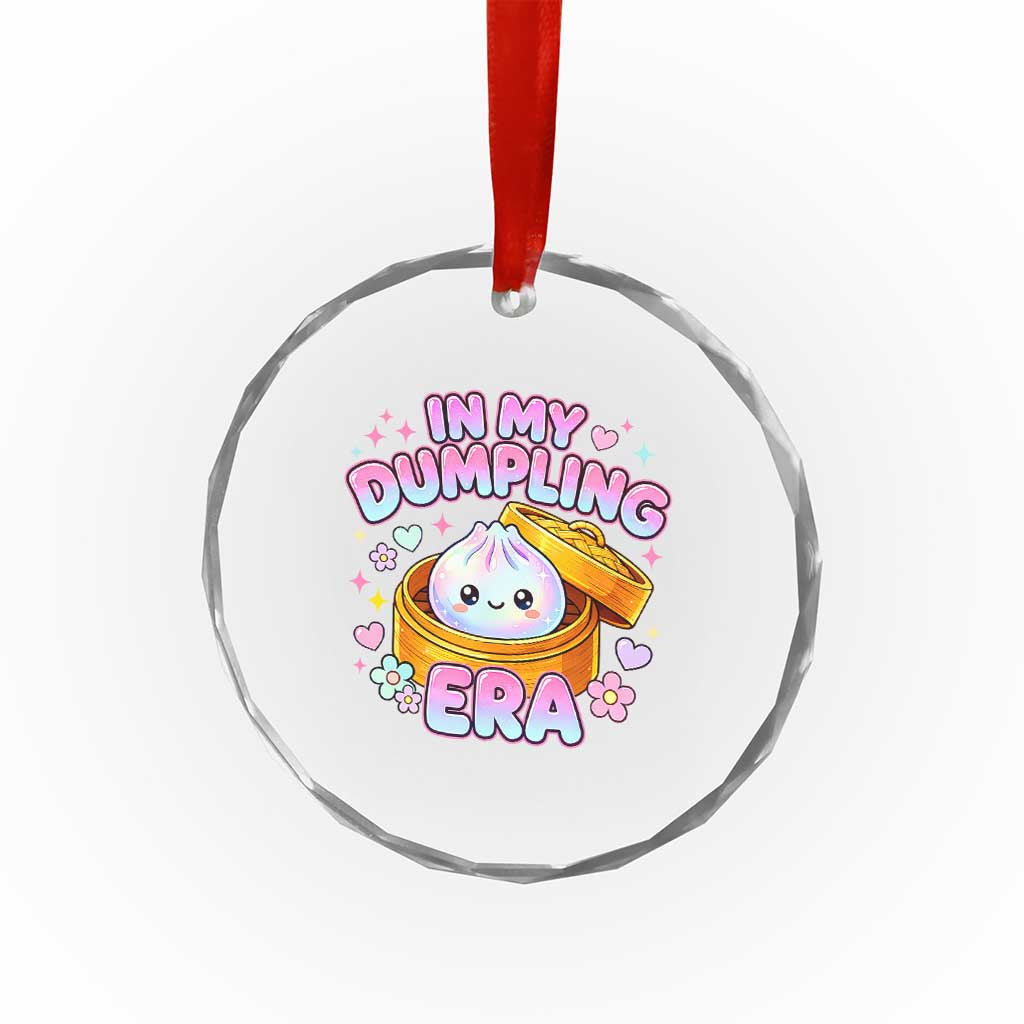 In My Dumpling Era Kawaii Pastel Graphic Crystal Glass Ornament Retro Groovy Glitter Bao Steamer Basket