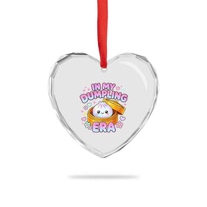 In My Dumpling Era Kawaii Pastel Graphic Heart Crystal Glass Ornament Retro Groovy Glitter Bao Steamer Basket