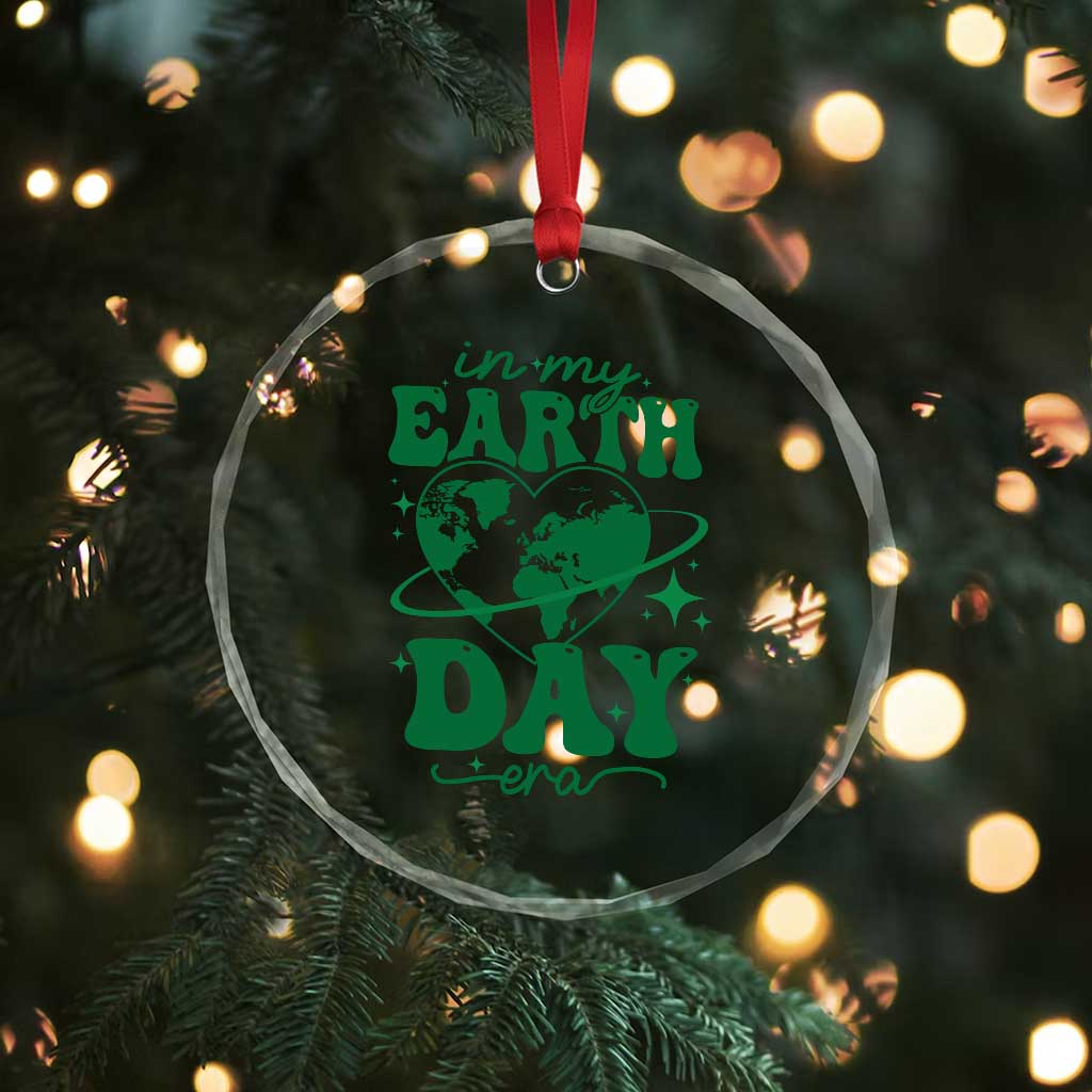 In My Earth Day Era Crystal Glass Ornament Cute Groovy Planet Heart TS02 Print Your Wear