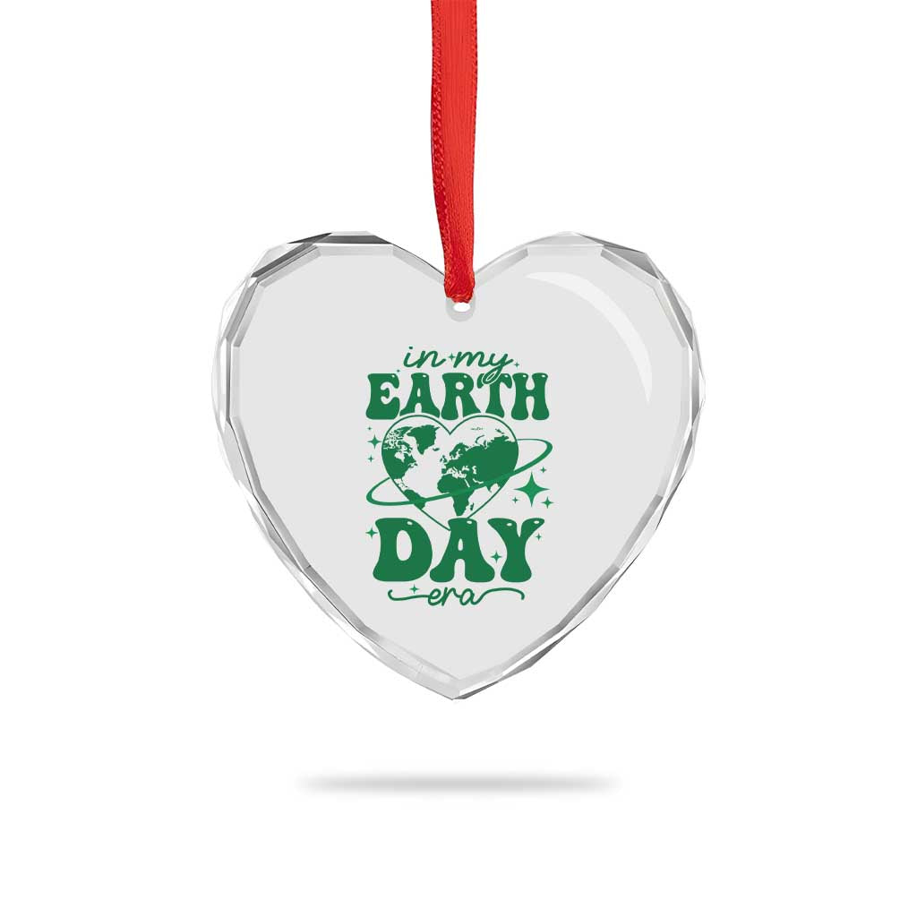 In My Earth Day Era Heart Crystal Glass Ornament Cute Groovy Planet Heart TS02 Print Your Wear