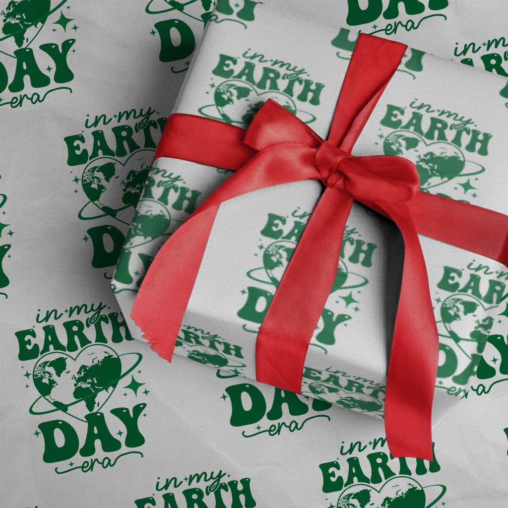 In My Earth Day Era Wrapping Paper Roll Cute Groovy Planet Heart TS02 White Print Your Wear