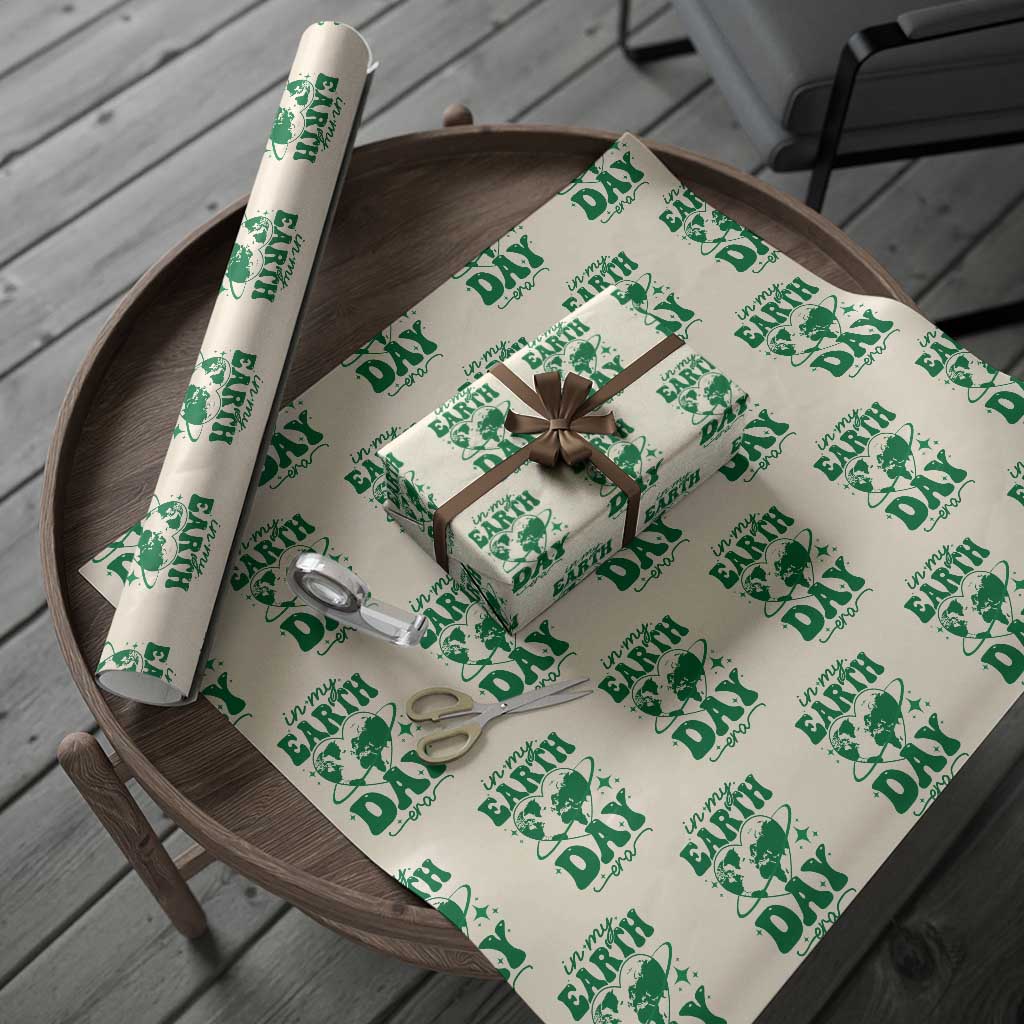 In My Earth Day Era Wrapping Paper Roll Cute Groovy Planet Heart TS02 Beige Print Your Wear