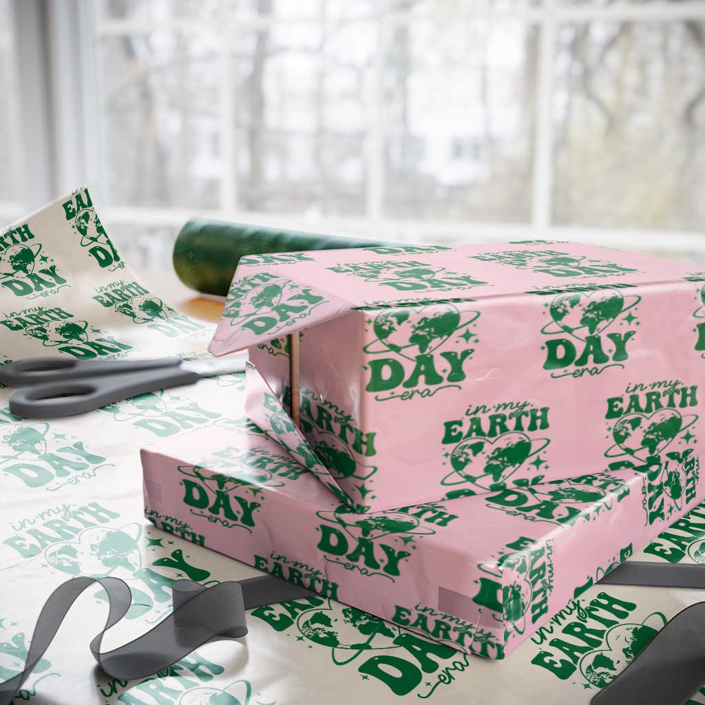 In My Earth Day Era Wrapping Paper Roll Cute Groovy Planet Heart TS02 Light Pink Print Your Wear