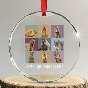 In My Groundhog Era Crystal Glass Ornament Funny Woodchuck TS02 Transparent Glass 3'' Circle Print Your Wear