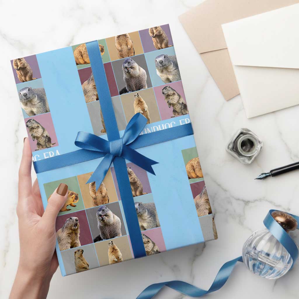 In My Groundhog Era Wrapping Paper Roll Funny Woodchuck TS02 Light Blue Print Your Wear