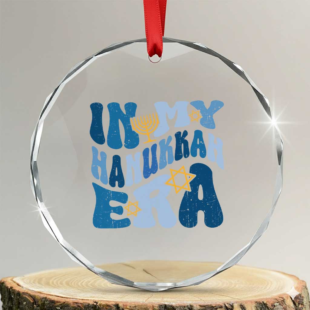 In My Hanukkah Era Crystal Glass Ornament Groovy Chanukkah Jewish TS09 Transparent Glass 3'' Circle Print Your Wear