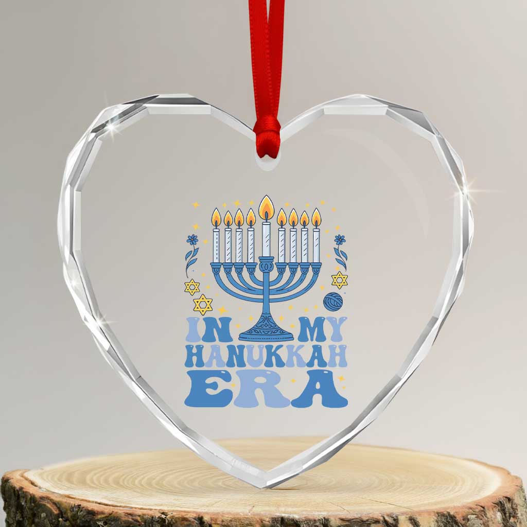 In My Hanukkah Era Heart Crystal Glass Ornament Festival Of Lights Gift TS12 Transparent Glass 3'' Heart Print Your Wear