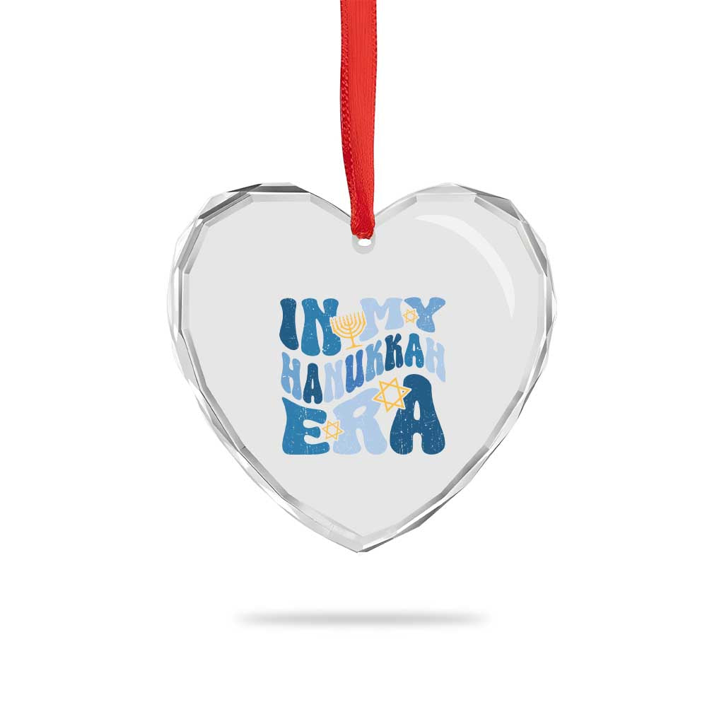 In My Hanukkah Era Heart Crystal Glass Ornament Groovy Chanukkah Jewish TS09 Print Your Wear