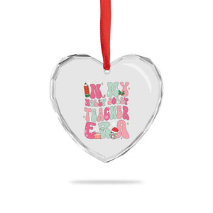 In My Holly Jolly Teacher Era Xmas Groovy Christmas Heart Crystal Glass Ornament TS02 Print Your Wear