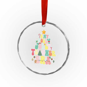 In My Holly Jolly Teacher Era Xmas Groovy Christmas Tree Crystal Glass Ornament TS02 Print Your Wear