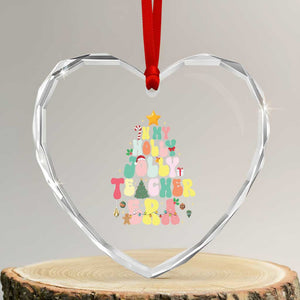 In My Holly Jolly Teacher Era Xmas Groovy Christmas Tree Heart Crystal Glass Ornament TS02 Transparent Glass 3'' Heart Print Your Wear